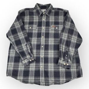 Carhartt Plaid Flannel Button-down Shirt Men's 2XL 100% Cotton Gray